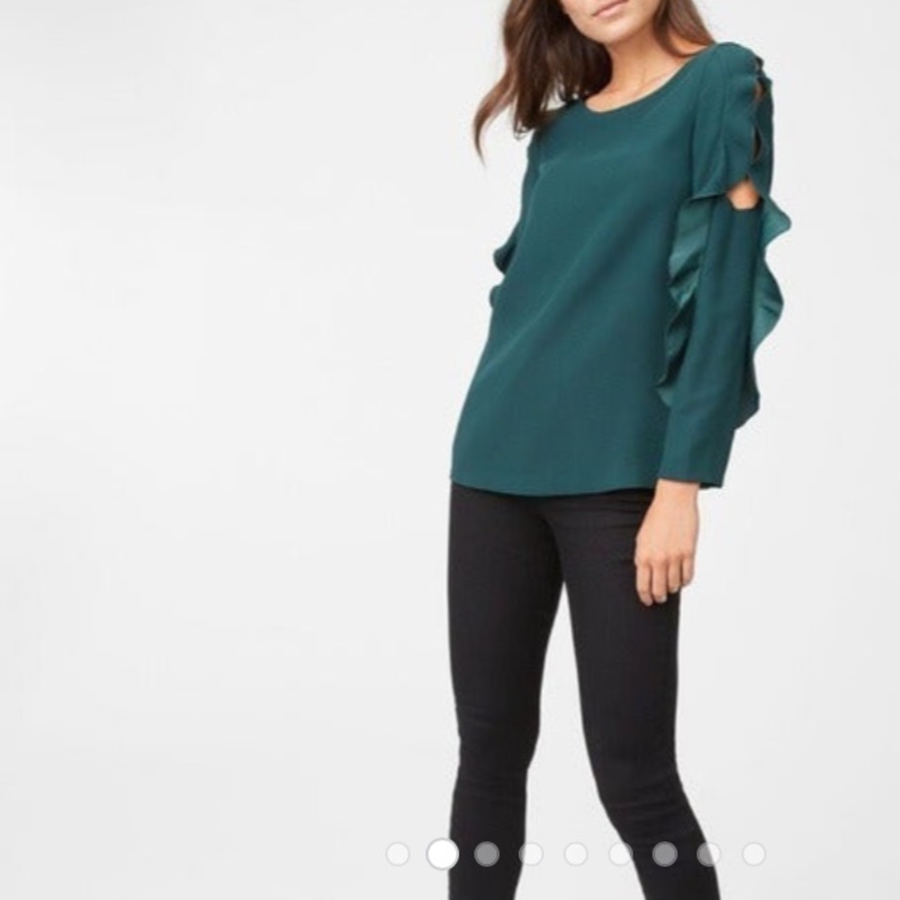 Green Belise Ruffle Sleeve Blouse